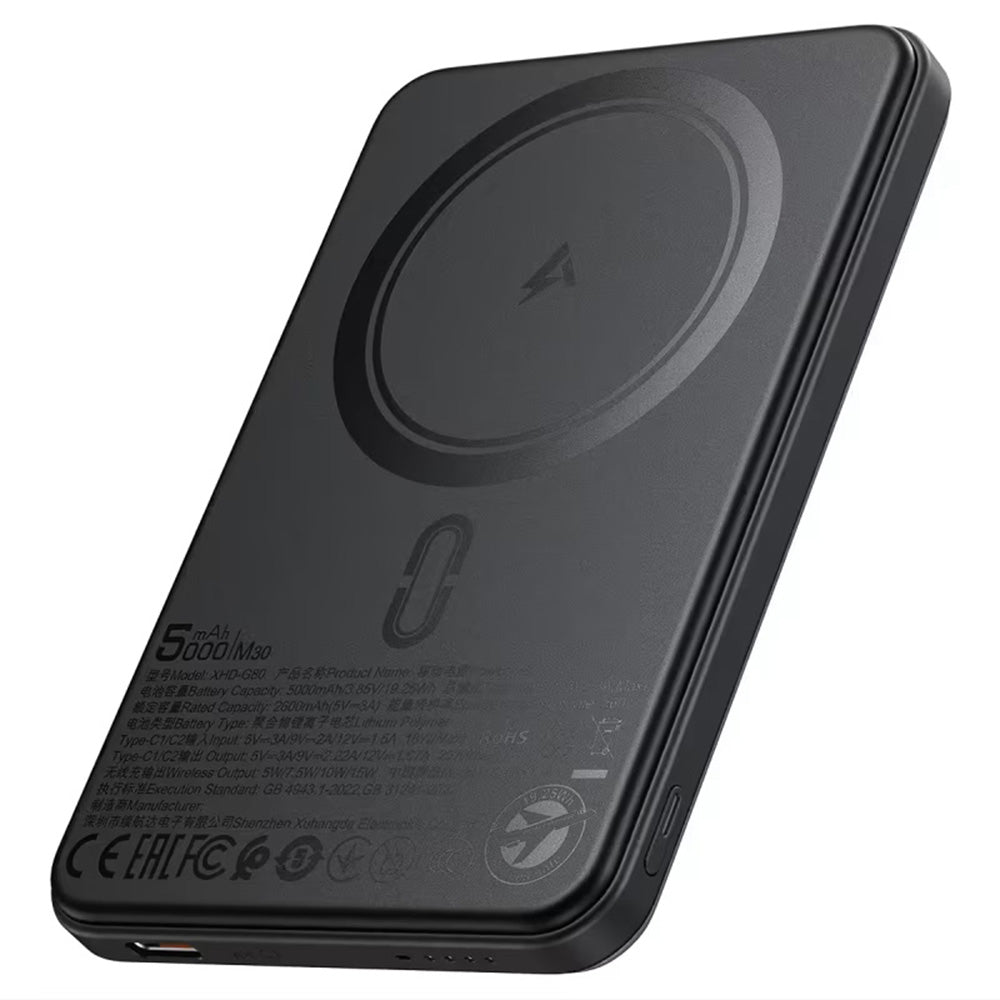 Εξωτερική Μπαταρία Wireless Acefast M30, 5000mAh, 20W, PD + FQI, 1 x QI - 2 x USB-C, Μαύρη