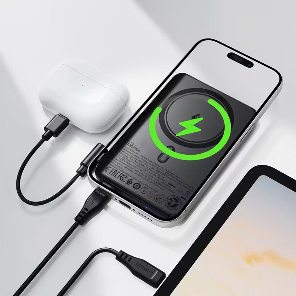 Εξωτερική Μπαταρία Wireless Acefast M30, 5000mAh, 20W, PD + FQI, 1 x QI - 2 x USB-C, Μαύρη