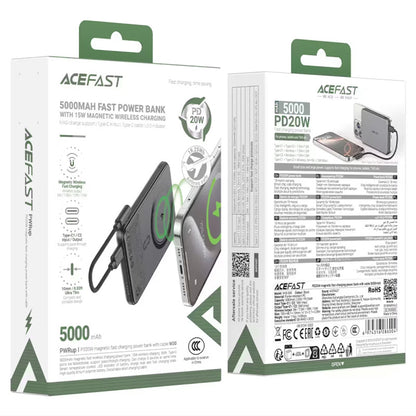 Εξωτερική Μπαταρία Wireless Acefast M30, 5000mAh, 20W, PD + FQI, 1 x QI - 2 x USB-C, Μαύρη