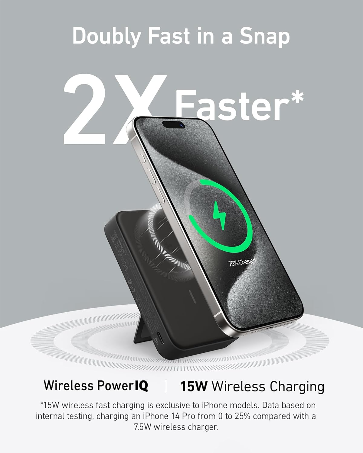 Εξωτερική Μπαταρία Wireless Anker MagGo, 10000mAh, 27W, PD + FQI, 1 x QI - 1 x USB-C, Μαύρη A1654011