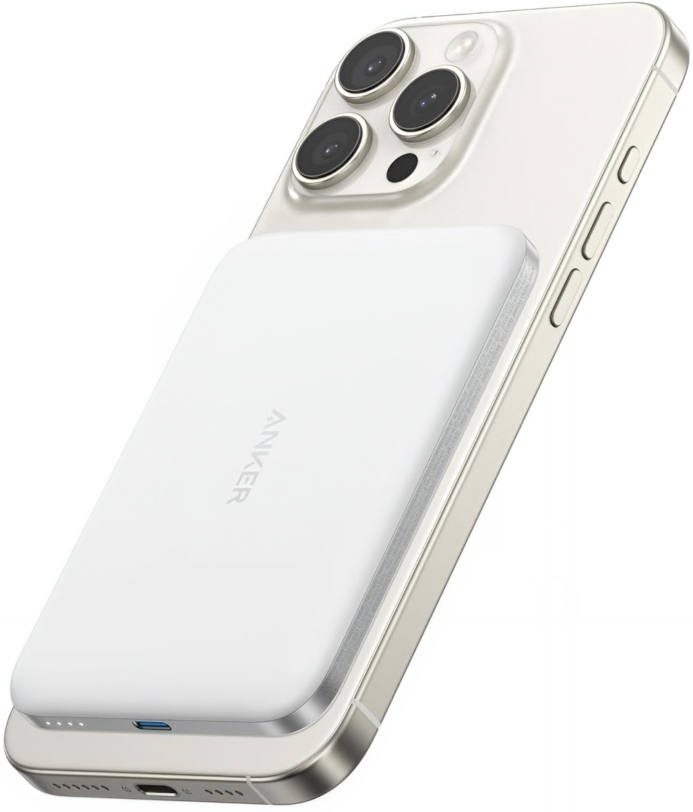 Εξωτερική Μπαταρία Ασύρματη Anker Nano, 5000mAh, 20W, PD + FQI, 1 x QI - 1 x USB-C, Λευκή A1665H21