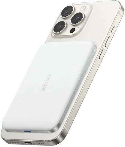 Εξωτερική Μπαταρία Ασύρματη Anker Nano, 5000mAh, 20W, PD + FQI, 1 x QI - 1 x USB-C, Λευκή A1665H21