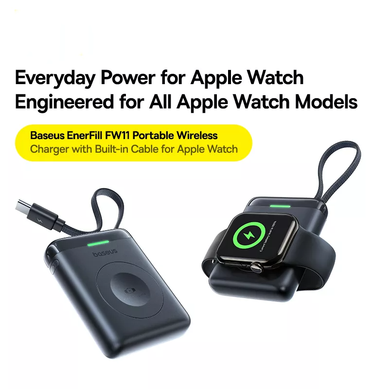 Εξωτερική Ασύρματη Μπαταρία Baseus EnerFill FW11 για Apple Watch Series, 1640mAh, 5W, 1 x QI, Μαύρο E0205301