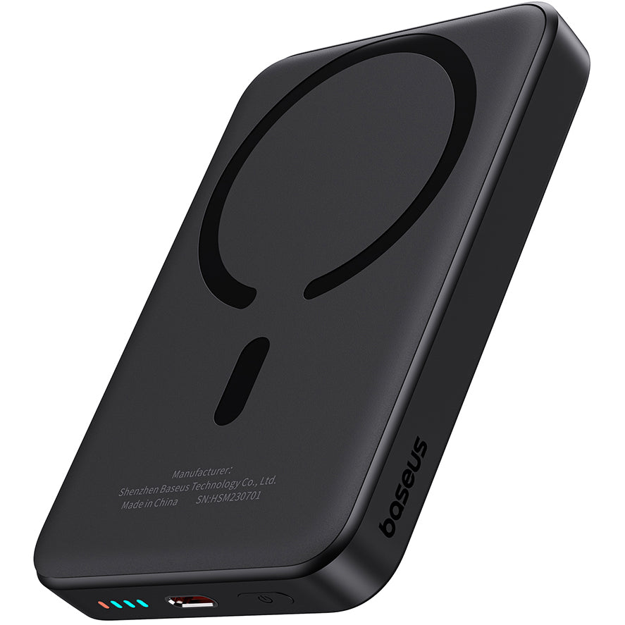 Baseus Magnetic Mini External Wireless Battery, 10000mAh, 20W, PD + FQI, 1 x QI - 1 x USB-C, Black P10059001113-00