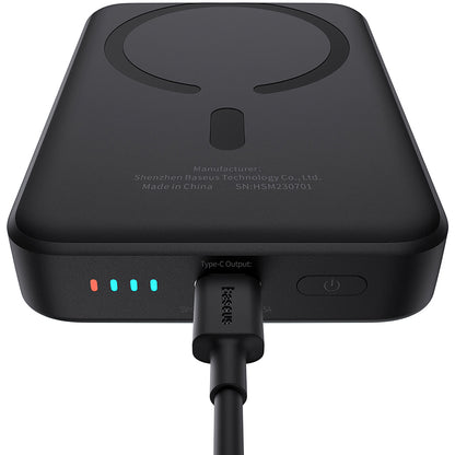 Baseus Magnetic Mini External Wireless Battery, 10000mAh, 20W, PD + FQI, 1 x QI - 1 x USB-C, Black P10059001113-00
