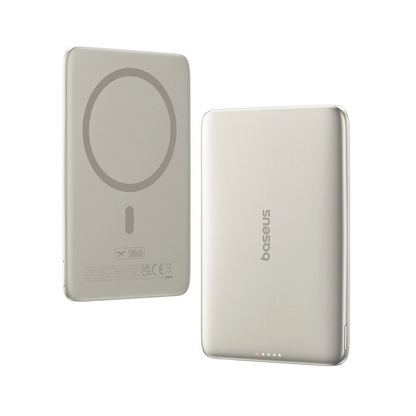 Εξωτερική Μπαταρία Wireless Baseus PicoGo AM41, 5000mAh, 20W, PD + FQI, 1 x QI - 1 x USB-C, Μπεζ