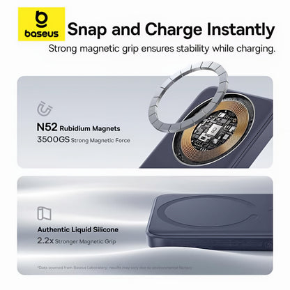 Εξωτερική Μπαταρία Ασύρματη Baseus EnerFill FM11 Ultra-Mini, 10000mAh, 22.5W, PD + FQI, 1 x QI - 1 x USB-C, Γκρι E0026602