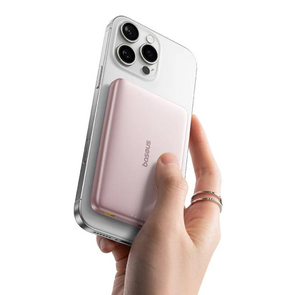 Εξωτερική Μπαταρία Wireless Baseus PicoGo AM41, 10000mAh, 27W, PD + FQI, 1 x QI - 1 x USB-C, Ροζ E0027202