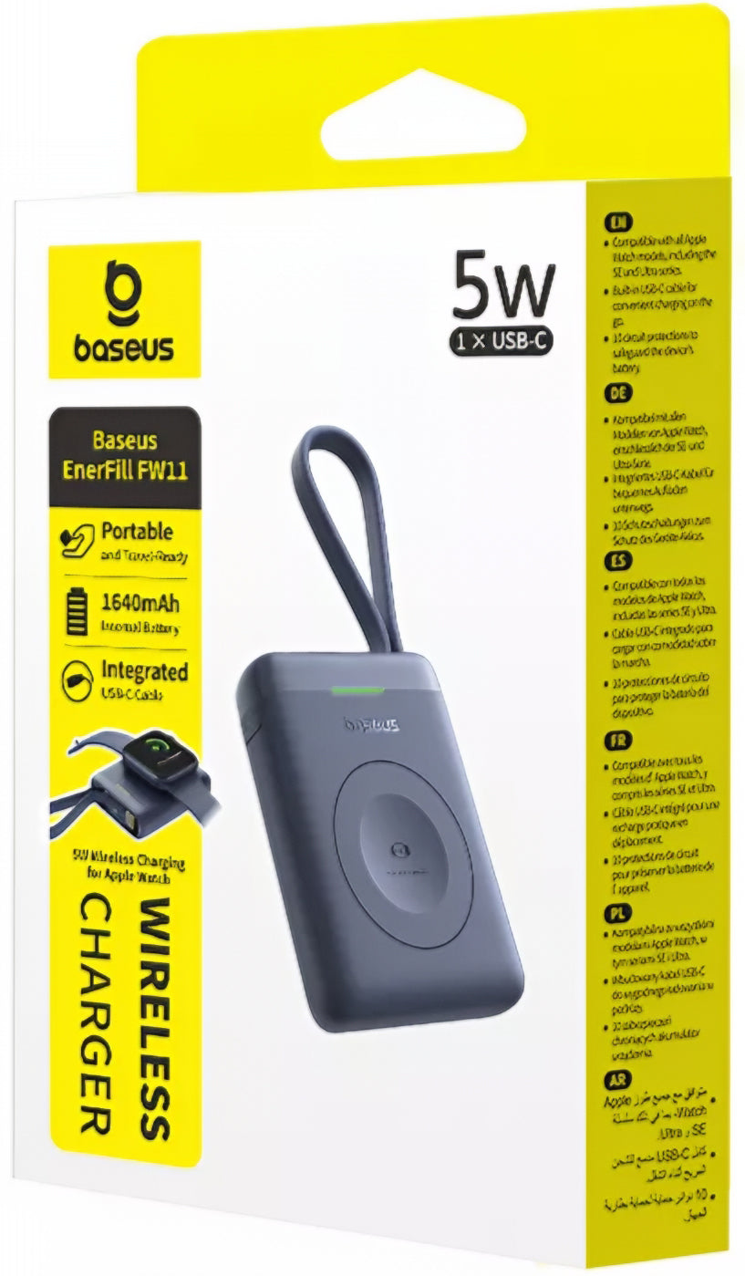 Εξωτερική Ασύρματη Μπαταρία Baseus EnerFill FW11 για Apple Watch Series, 1640mAh, 5W, 1 x QI, Μαύρο E0205301