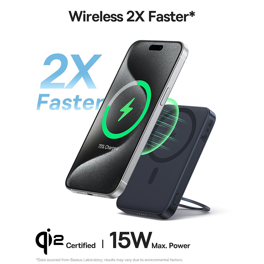 Εξωτερική Μπαταρία Wireless Baseus PicoGo, 5000mAh, 20W, PD + FQI, 1 x QI - 1 x USB-C, Μαύρη P10076802123-00