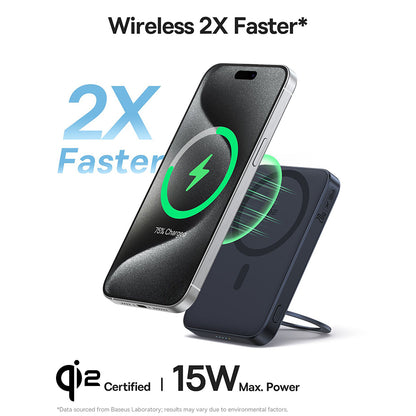 Εξωτερική Μπαταρία Wireless Baseus PicoGo, 5000mAh, 20W, PD + FQI, 1 x QI - 1 x USB-C, Μαύρη P10076802123-00