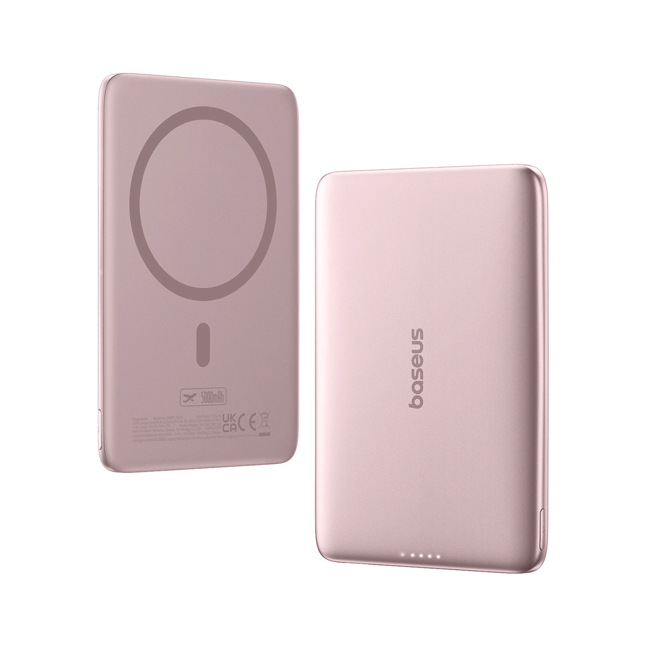 Εξωτερική Μπαταρία Wireless Baseus PicoGo AM41, 5000mAh, 20W, PD + FQI, 1 x QI - 1 x USB-C, Ροζ
