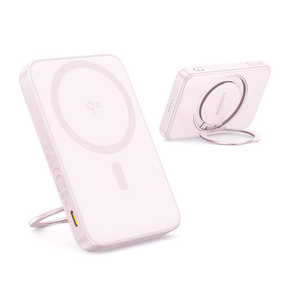 Εξωτερική Μπαταρία Wireless Baseus PicoGo, 5000mAh, 20W, PD + FQI, 1 x QI - 1 x USB-C, Ροζ P10076800413-00
