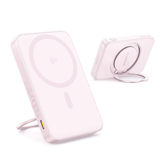 Εξωτερική Μπαταρία Wireless Baseus PicoGo, 5000mAh, 20W, PD + FQI, 1 x QI - 1 x USB-C, Ροζ P10076800413-00