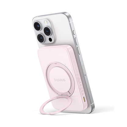 Εξωτερική Μπαταρία Wireless Baseus PicoGo, 5000mAh, 20W, PD + FQI, 1 x QI - 1 x USB-C, Ροζ P10076800413-00