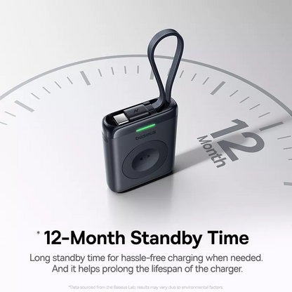 Εξωτερική Ασύρματη Μπαταρία Baseus EnerFill FW11 για Apple Watch Series, 1640mAh, 5W, 1 x QI, Μαύρο E0205301