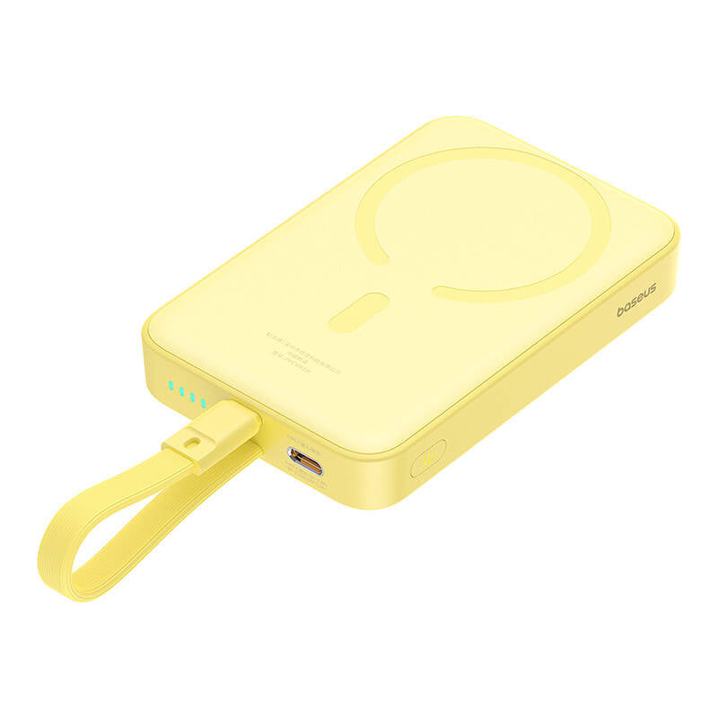 Εξωτερική Μπαταρία Wireless Baseus Magnetic Mini, 10000mAh, 20W, PD + FQI, 1 x Lightning - 1 x QI - 1 x USB-C, Κίτρινη P10022109Y23-00