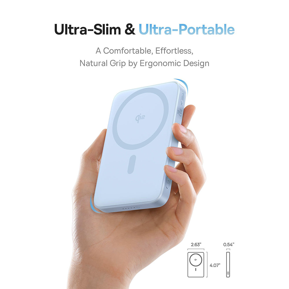 Εξωτερική Μπαταρία Wireless Baseus PicoGo, 5000mAh, 20W, PD + FQI, 1 x QI - 1 x USB-C, Μπλε P10076800313-00