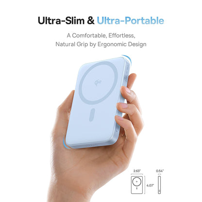 Εξωτερική Μπαταρία Wireless Baseus PicoGo, 5000mAh, 20W, PD + FQI, 1 x QI - 1 x USB-C, Μπλε P10076800313-00