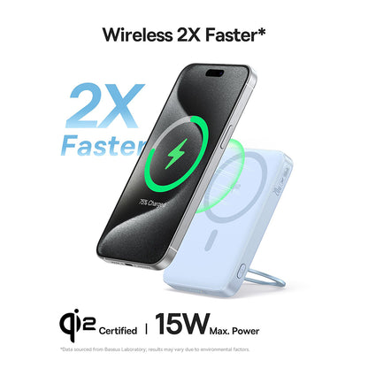 Εξωτερική Μπαταρία Wireless Baseus PicoGo, 5000mAh, 20W, PD + FQI, 1 x QI - 1 x USB-C, Μπλε P10076800313-00