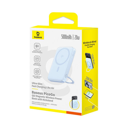Εξωτερική Μπαταρία Wireless Baseus PicoGo, 5000mAh, 20W, PD + FQI, 1 x QI - 1 x USB-C, Μπλε P10076800313-00