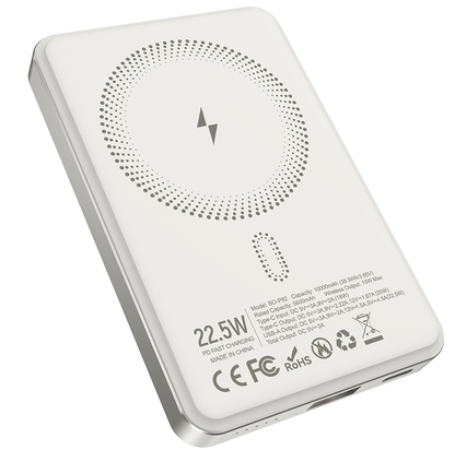 Εξωτερική Ασύρματη Μπαταρία BWOO BO-P82, 10000mAh, 22.5W, PD + FQI, 1 x QI - 1 x USB-C, Λευκή