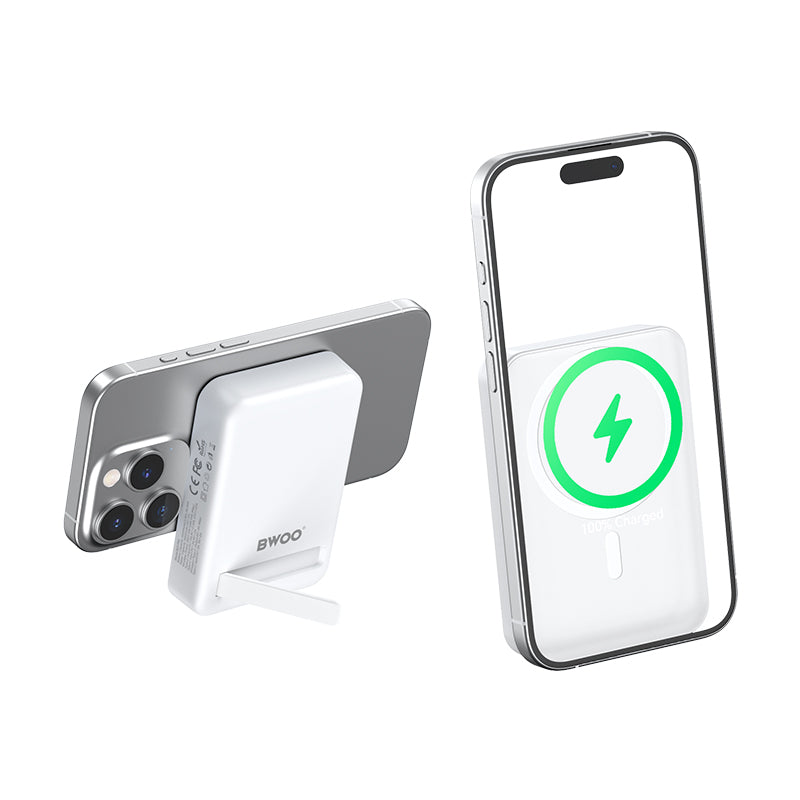 Εξωτερική Μπαταρία Wireless BWOO BO-P59, 10000mAh, 20W, PD + QI, 1 x QI - 1 x USB-C, Λευκή