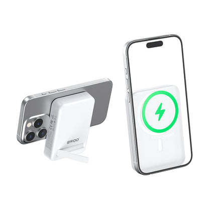 Εξωτερική Μπαταρία Wireless BWOO BO-P59, 10000mAh, 20W, PD + QI, 1 x QI - 1 x USB-C, Λευκή