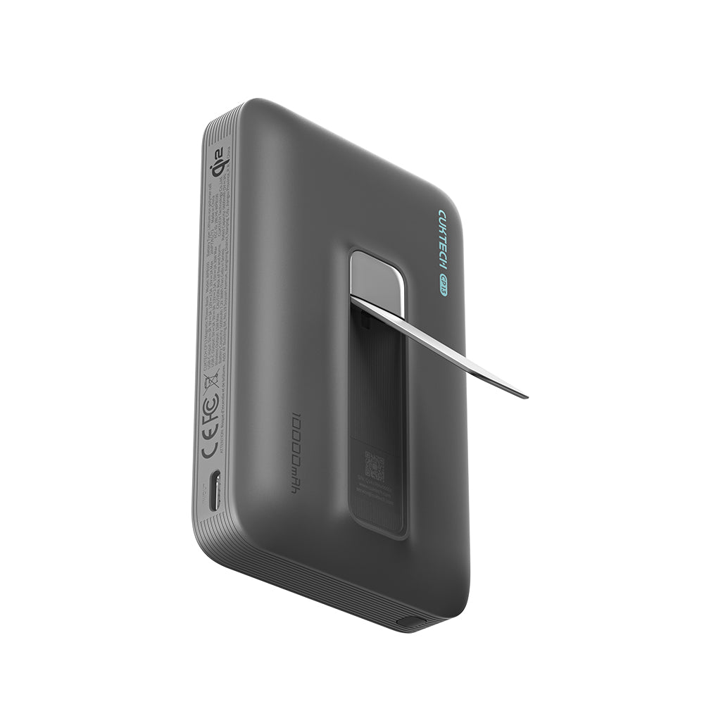 Εξωτερική Ασύρματη Μπαταρία Cuktech WPB100, 10000mAh, 30W, PD + FQI, 1 x QI - 1 x USB-C, Γκρι CUWPB100GLBK