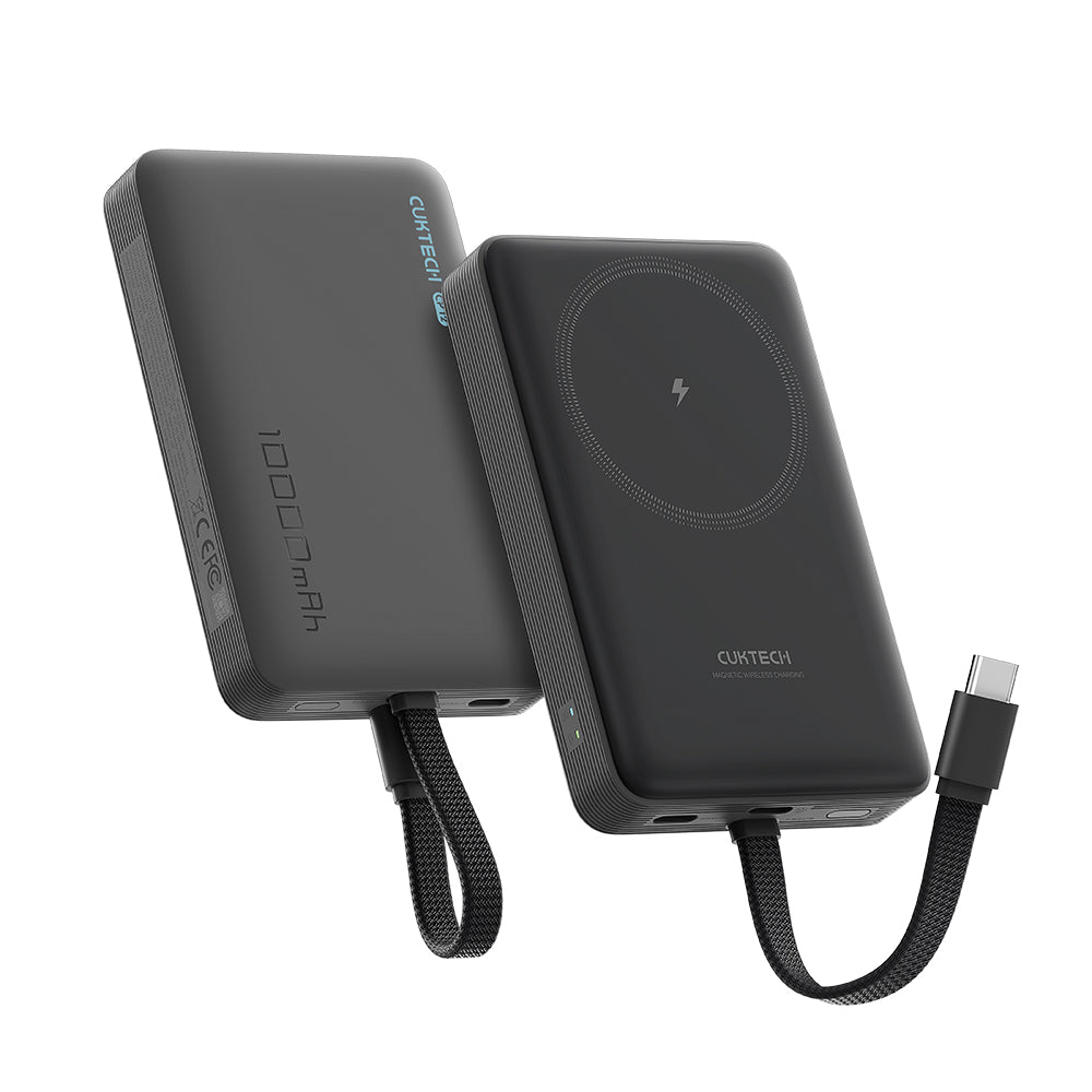 Ασύρματη Εξωτερική Μπαταρία Cuktech WPB100L, 10000mAh, 22.5W, PD + FQI, 1 x QI - 2 x USB-C, Μαύρη CKWPB100LGLBK