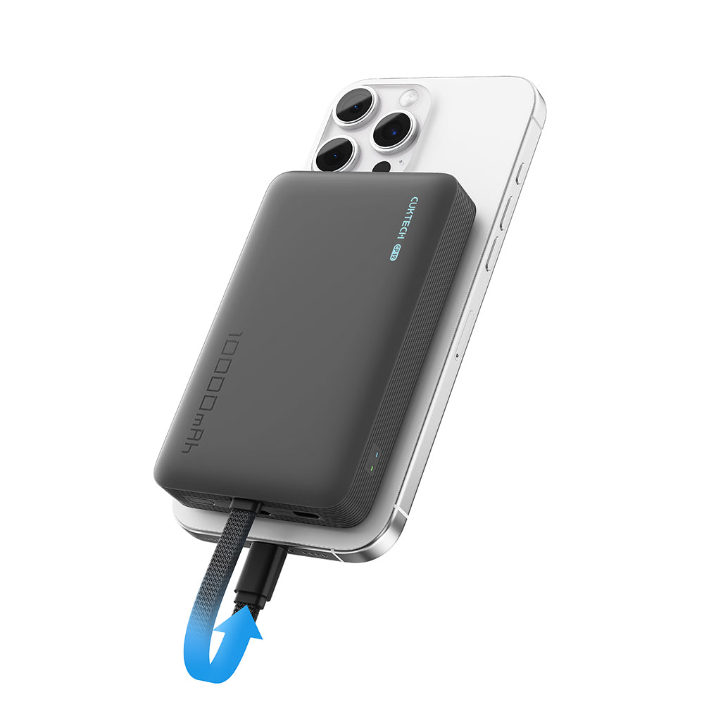 Ασύρματη Εξωτερική Μπαταρία Cuktech WPB100L, 10000mAh, 22.5W, PD + FQI, 1 x QI - 2 x USB-C, Μαύρη CKWPB100LGLBK