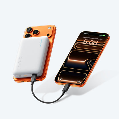 Cuktech Wireless External Battery WPB100N, 10000mAh, 20W, PD + QI, 1 x QI - 1 x USB-C, White CKWPB100NGLGR
