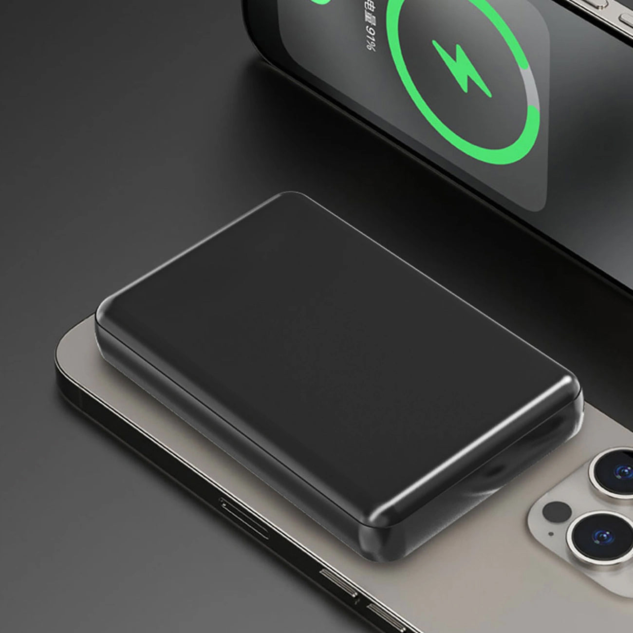 Wireless External Battery Dudao K14S, 5000mAh, 20W, QC + PD + FQI, 1 x QI - 1 x USB-A - 1 x USB-C, Black