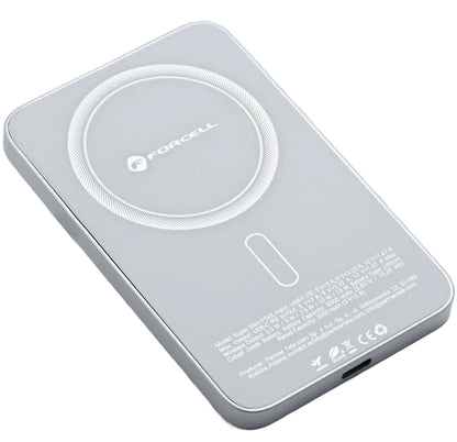 Εξωτερική Μπαταρία Wireless Forcell F5K8, 5000mAh, 15W, PD + FQI, 1 x QI - 1 x USB-C, Λευκή