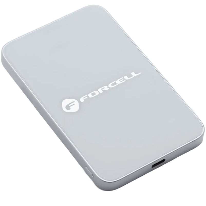 Εξωτερική Μπαταρία Wireless Forcell F5K8, 5000mAh, 15W, PD + FQI, 1 x QI - 1 x USB-C, Λευκή