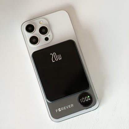 Εξωτερική Μπαταρία Wireless Forever MATB-200, 5000mAh, 20W, PD + FQI, 1 x QI - 1 x USB-C, Μαύρη
