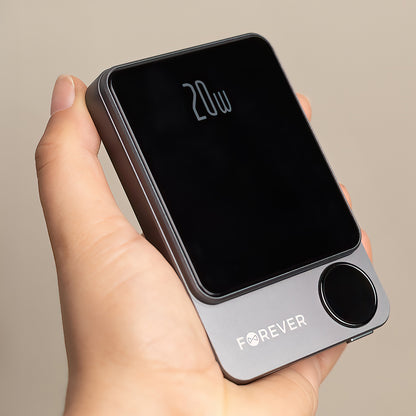 Εξωτερική Μπαταρία Wireless Forever MATB-200, 5000mAh, 20W, PD + FQI, 1 x QI - 1 x USB-C, Μαύρη