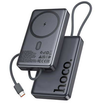 Εξωτερική Ασύρματη Μπαταρία HOCO Q44, 10000mAh, 20W, PD + FQI, 1 x QI - 2 x USB-C, Γκρι