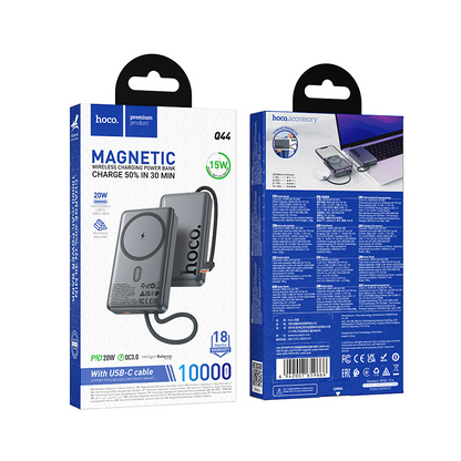 Εξωτερική Ασύρματη Μπαταρία HOCO Q44, 10000mAh, 20W, PD + FQI, 1 x QI - 2 x USB-C, Γκρι