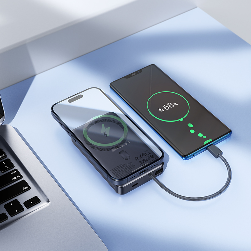 Εξωτερική Ασύρματη Μπαταρία HOCO Q44, 10000mAh, 20W, PD + FQI, 1 x QI - 2 x USB-C, Γκρι