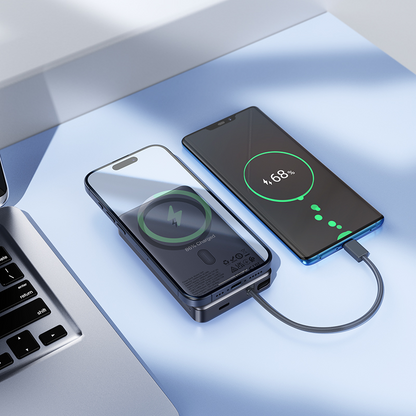 Εξωτερική Ασύρματη Μπαταρία HOCO Q44, 10000mAh, 20W, PD + FQI, 1 x QI - 2 x USB-C, Γκρι