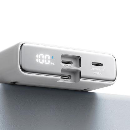Εξωτερική Μπαταρία Wireless Joyroom JR-PBM01, 10000mAh, 20W, QC + PD + FQI, 1 x Lightning - 1 x QI - 1 x USB-C, Λευκή