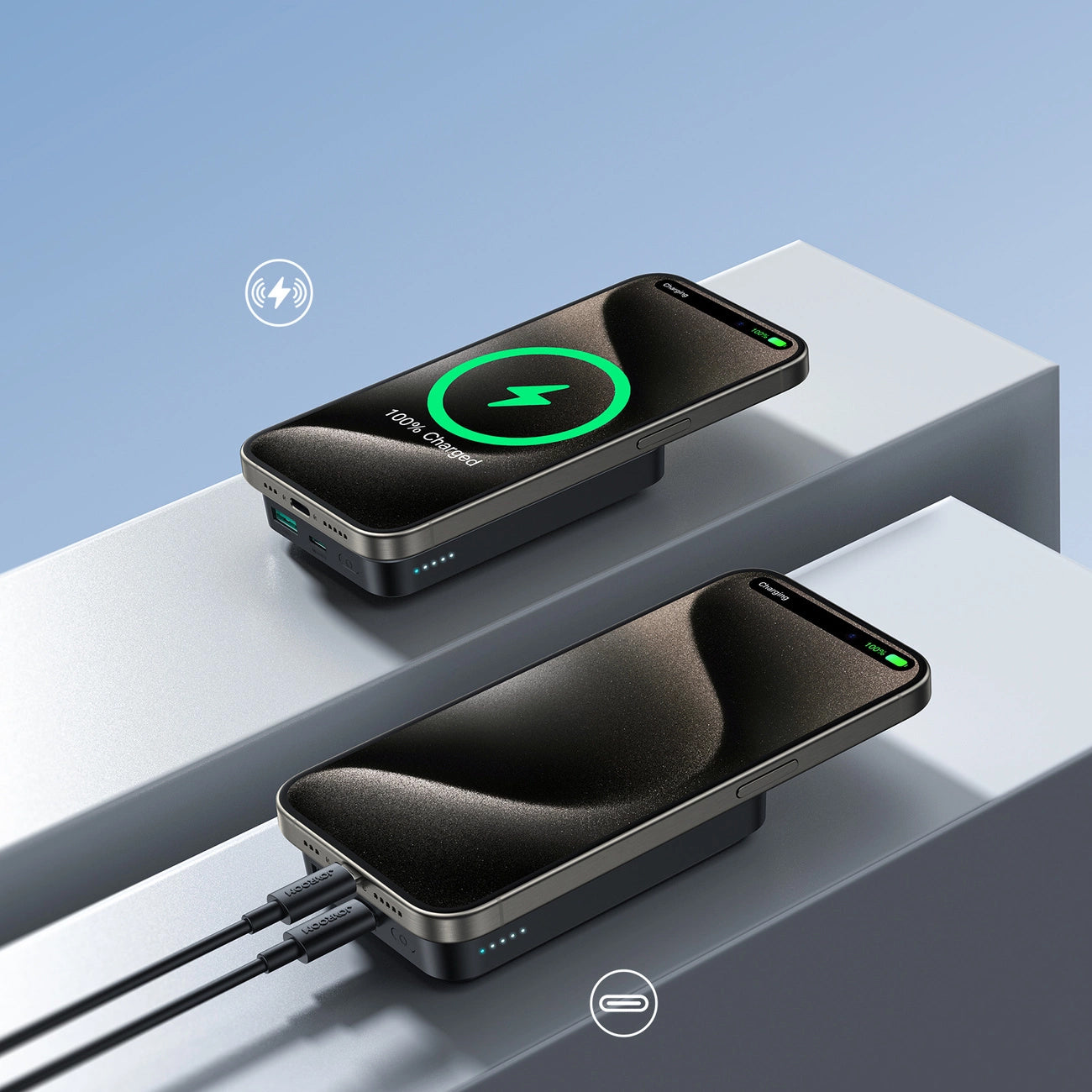 Εξωτερική Μπαταρία Wireless Joyroom JR-W020, 10000mAh, 20W, QC + PD + FQI, 1 x QI - 1 x USB-A - 1 x USB-C, Μαύρη