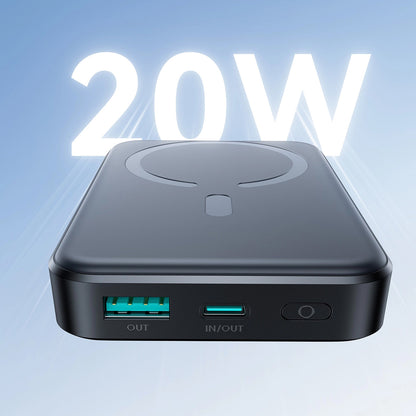 Εξωτερική Μπαταρία Wireless Joyroom JR-W020, 10000mAh, 20W, QC + PD + FQI, 1 x QI - 1 x USB-A - 1 x USB-C, Μαύρη