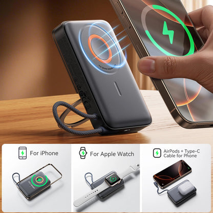 Εξωτερική Μπαταρία Wireless Joyroom JR-PBM02, 10000mAh, 22.5W, PD + FQI, 1 x QI - 2 x USB-C, Μαύρη