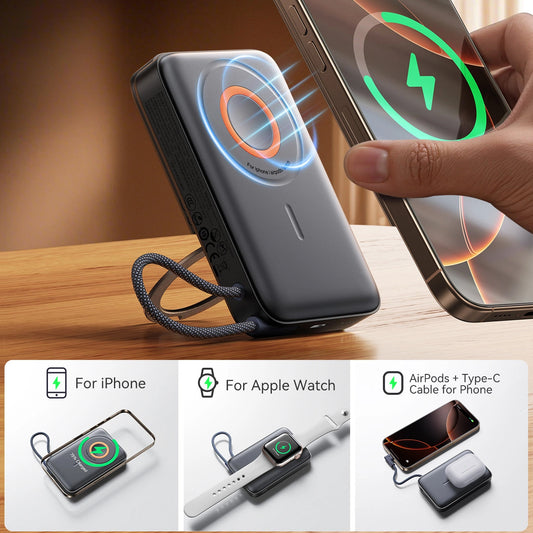 Εξωτερική Μπαταρία Wireless Joyroom JR-PBM02, 10000mAh, 22.5W, PD + FQI, 1 x QI - 2 x USB-C, Μαύρη