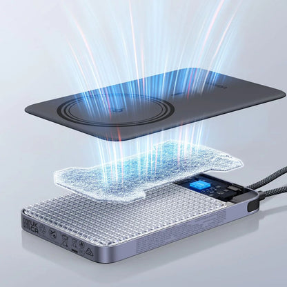 Ασύρματη εξωτερική μπαταρία UGREEN PB570 (65839B), 10000mAh, 30W, PD + FQI, 1 x QI - 2 x USB-C, μπλε