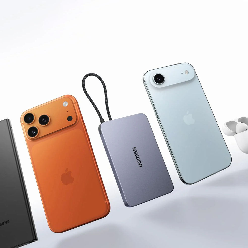 Ασύρματη εξωτερική μπαταρία UGREEN PB570 (65839B), 10000mAh, 30W, PD + FQI, 1 x QI - 2 x USB-C, μπλε