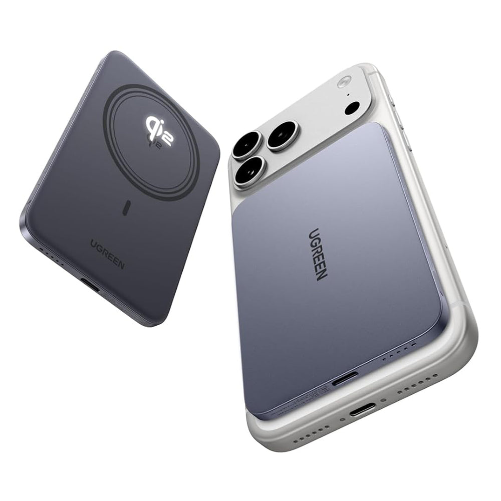 UGREEN PB580 Wireless External Battery (75984B), 5000mAh, 15W, PD + FQI, 1 x QI - 1 x USB-C, Gray