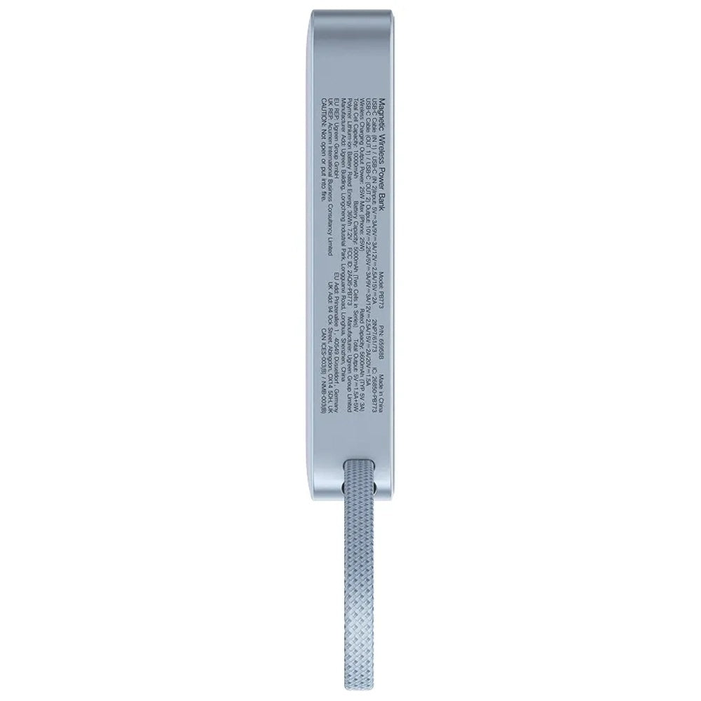 Εξωτερική Ασύρματη Μπαταρία UGREEN MagFlow PB773 (65958B), 10000mAh, 25W, PD + FQI, 1 x QI - 2 x USB-C, Μπλε
